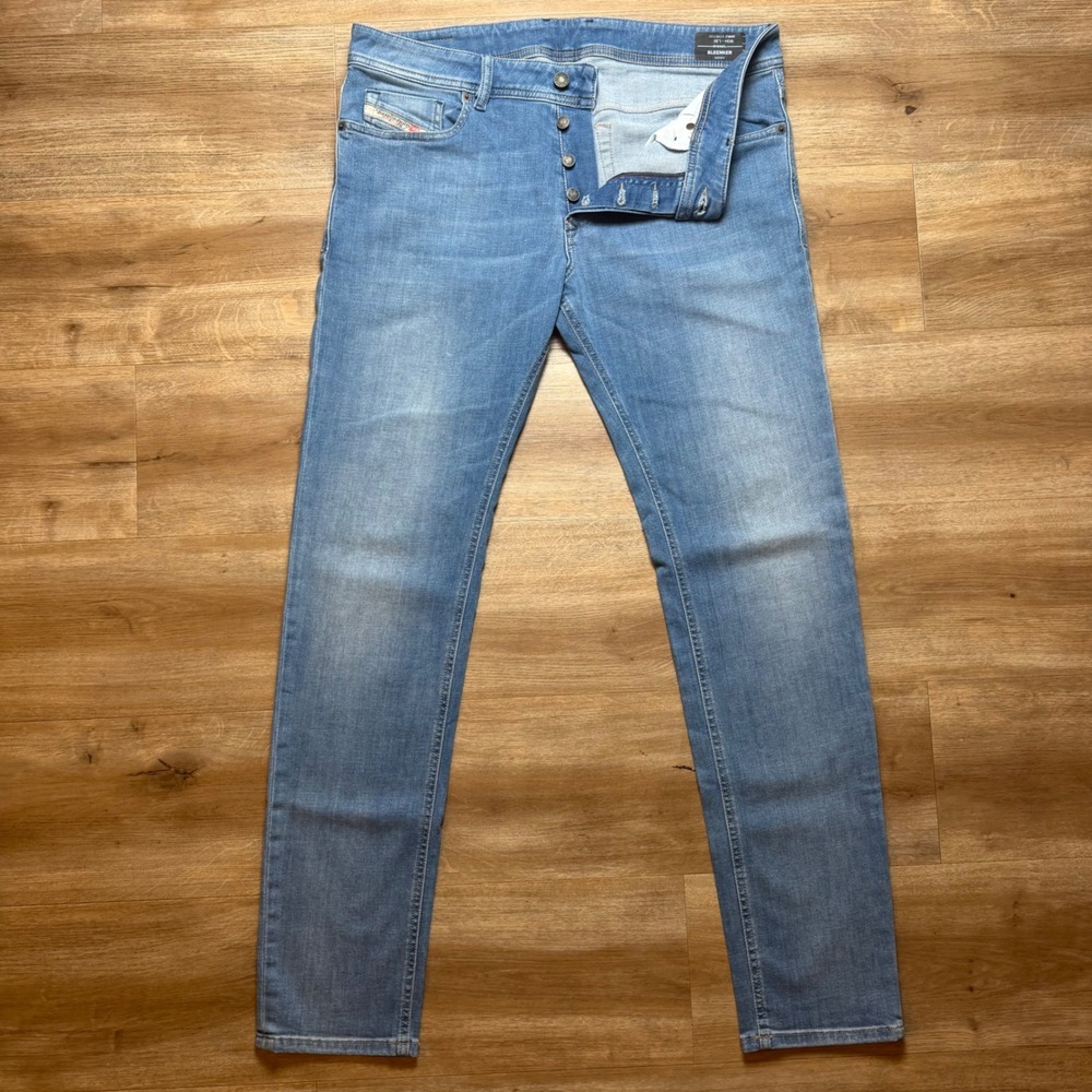 Diesel Sleenker-X Jeans Mens 34x32 Light Blue Skinny Stretch Denim Italy 009LZ